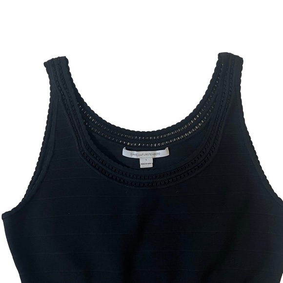 Diane Von Furstenberg DVF Sleeveless Scoop Neck Stretch Black Dress Size Large - Picture 5 of 13